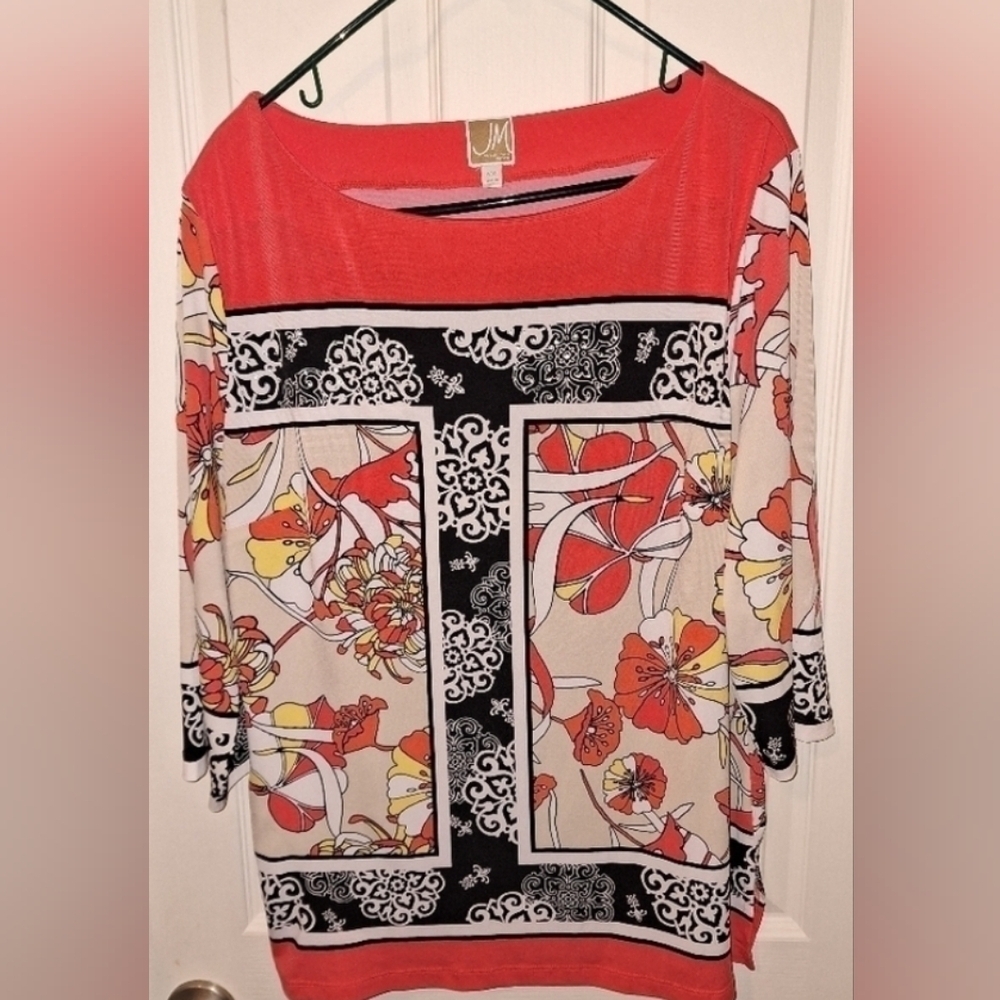 JM Collection Women's Petite XL Orange Top